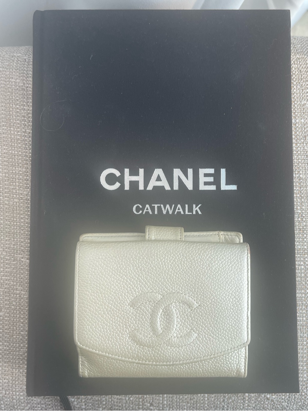 Chanel Pearl White Leather Compact Wallet